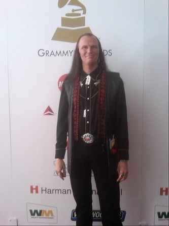 John Two-Hawks on the Red Carpet at The Grammys, nominee for 'Best Native American Music Album'